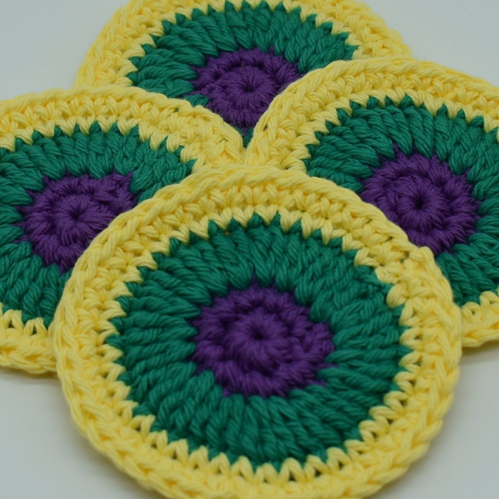 Hand Crafted Crochet coasters set of four - Picture 5 of 5